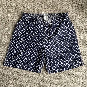 Trunks Surf & Swim Co. Navy Lattice Print Men’s Swim Trunks Size Large